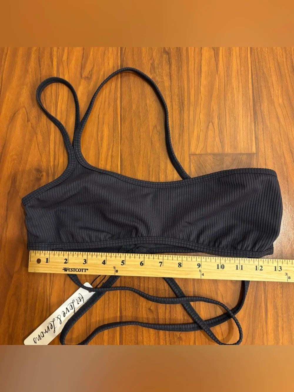 NWT For Love And Lemons Chloe Sports Bra Midnight Blue Navy Ribbed Womens Large